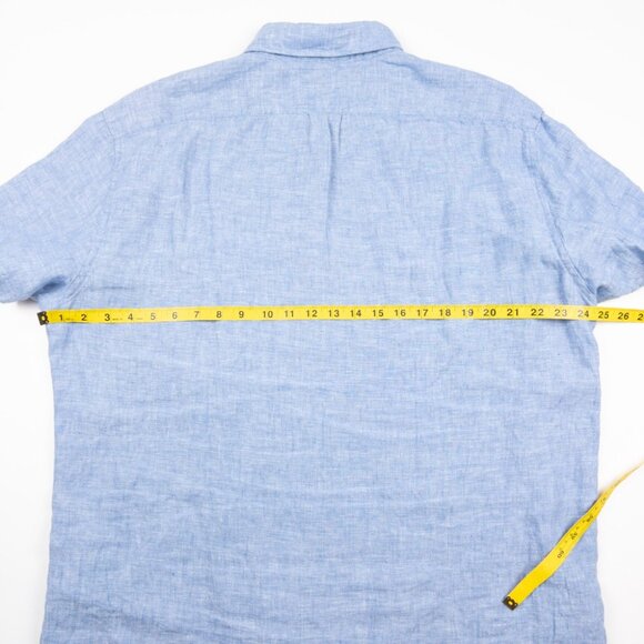 J. Crew Irish Linen Shirt Men's XL Classic Fit Baird McNutt Blue Short Sleeve - Picture 13 of 14